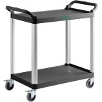 Choice Black Utility / Bussing Cart with Two Shelves - 42