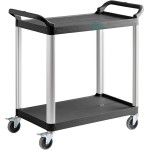 Choice Black Utility / Bussing Cart with Two Shelves - 42