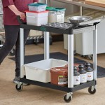 Choice Black Utility / Bussing Cart with Two Shelves - 42