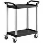 Choice Black Utility / Bussing Cart with Two Shelves - 42