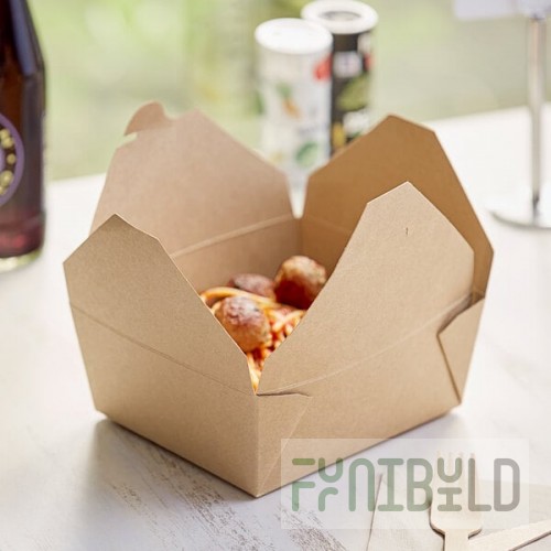 Choice Kraft Microwavable Folded Paper #8 Take-Out Customizable Container 6