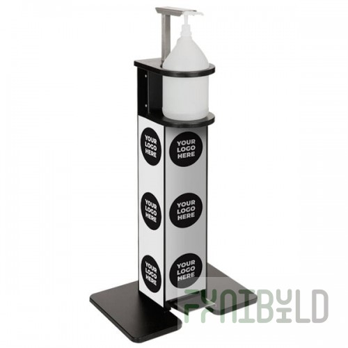 IRP 7515404 Black Freestanding Hand Sanitizing Station / Dispenser with Graphics and Foot Pedal