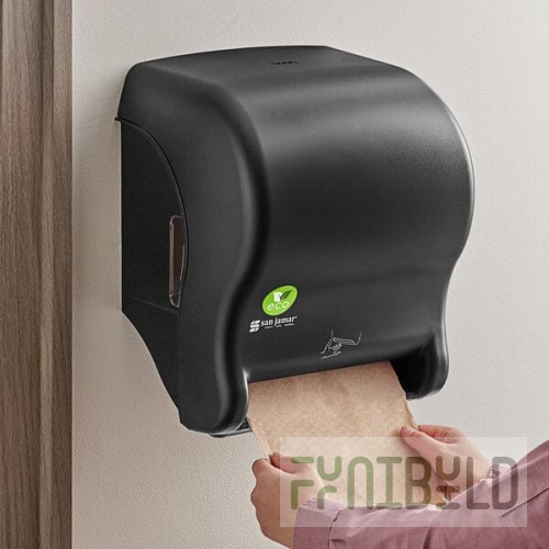 San Jamar Smart Essence EcoLogic T8400REBK Black Electronic Roll Towel Dispenser