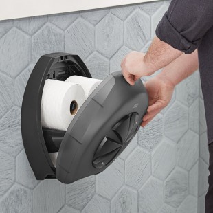 Tork Opticore 565828 Black Three Roll Toilet Tissue Dispenser T11 Tork Opticore 565828 Black Three Roll Toilet Tissue Dispenser T11