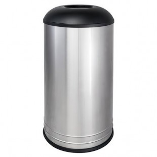 Ex-Cell Kaiser INT1531 D-6 SS BLX International Collection 18 Gallon Stainless Steel Round Trash Can with Black Textured Lid Ex-Cell Kaiser INT1531 D-6 SS BLX International Collection 18 Gallon Stainless Steel Round Trash Can with Black Textured Lid