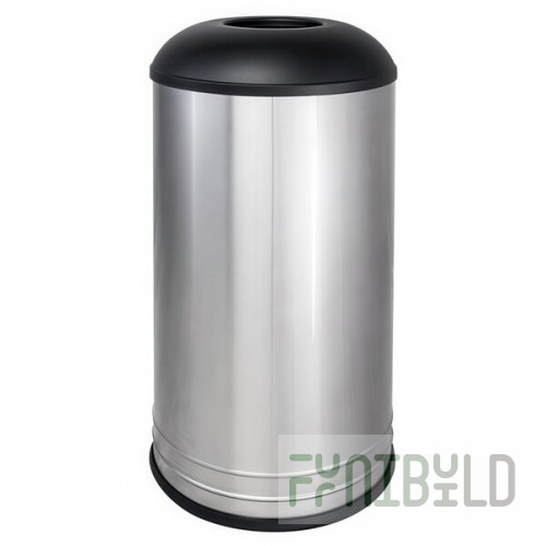 Ex-Cell Kaiser INT1531 D-6 SS BLX International Collection 18 Gallon Stainless Steel Round Trash Can with Black Textured Lid