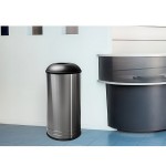 Ex-Cell Kaiser INT1531 D-6 SS BLX International Collection 18 Gallon Stainless Steel Round Trash Can with Black Textured Lid
