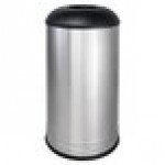 Ex-Cell Kaiser INT1531 D-6 SS BLX International Collection 18 Gallon Stainless Steel Round Trash Can with Black Textured Lid