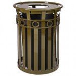 Witt Industries M3600-R-FT-BN Oakley Decorative 36 Gallon Brown Steel Round Outdoor Decorative Trash Can with Flat Top Lid Witt Industries M3600-R-FT-BN Oakley Decorative 36 Gallon Brown Steel Round Outdoor Decorative Trash Can with Flat Top Lid