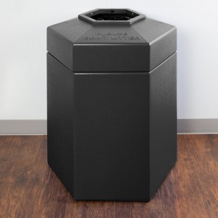 Commercial Zone 737224 PolyTec 45 Gallon Charcoal Hexagonal Trash Can with Open Top