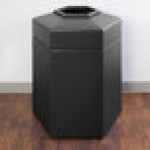 Commercial Zone 737224 PolyTec 45 Gallon Charcoal Hexagonal Trash Can with Open Top
