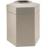 Commercial Zone 737224 PolyTec 45 Gallon Charcoal Hexagonal Trash Can with Open Top