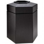 Commercial Zone 737224 PolyTec 45 Gallon Charcoal Hexagonal Trash Can with Open Top
