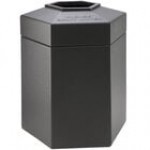 Commercial Zone 737224 PolyTec 45 Gallon Charcoal Hexagonal Trash Can with Open Top