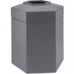Commercial Zone 737224 PolyTec 45 Gallon Charcoal Hexagonal Trash Can with Open Top