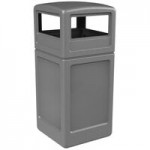 Commercial Zone 737224 PolyTec 45 Gallon Charcoal Hexagonal Trash Can with Open Top