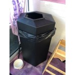 Commercial Zone 737224 PolyTec 45 Gallon Charcoal Hexagonal Trash Can with Open Top