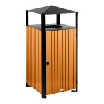 Lancaster Table & Seating 48.6 Gallon Steel / Wood Composite Square Decorative Outdoor Trash Can with Covered Top