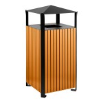 Lancaster Table & Seating 48.6 Gallon Steel / Wood Composite Square Decorative Outdoor Trash Can with Covered Top