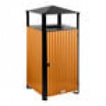 Lancaster Table & Seating 48.6 Gallon Steel / Wood Composite Square Decorative Outdoor Trash Can with Covered Top