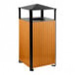 Lancaster Table & Seating 48.6 Gallon Steel / Wood Composite Square Decorative Outdoor Trash Can with Covered Top