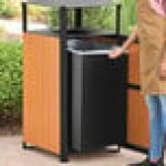 Lancaster Table & Seating 48.6 Gallon Steel / Wood Composite Square Decorative Outdoor Trash Can with Covered Top