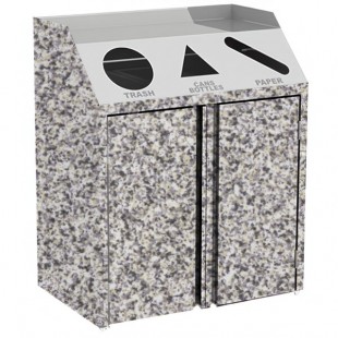 Lakeside 4415GS Stainless Steel Rectangular Refuse / Recycle / Paper Station with Front Access and Gray Sand Laminate Finish - 37 1/2 Lakeside 4415GS Stainless Steel Rectangular Refuse / Recycle / Paper Station with Front Access and Gray Sand Laminate Finish - 37 1/2