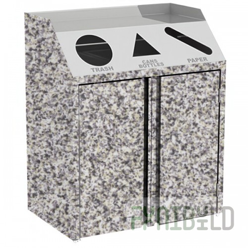 Lakeside 4415GS Stainless Steel Rectangular Refuse / Recycle / Paper Station with Front Access and Gray Sand Laminate Finish - 37 1/2