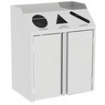 Lakeside 4415GS Stainless Steel Rectangular Refuse / Recycle / Paper Station with Front Access and Gray Sand Laminate Finish - 37 1/2 Lakeside 4415GS Stainless Steel Rectangular Refuse / Recycle / Paper Station with Front Access and Gray Sand Laminate Finish - 37 1/2