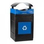 Commercial Zone Avante 90 Gallon Blue / Gray / Green Polyethylene Rectangular Indoor / Outdoor Shallow Three-Stream Trash / Recycling / Compost Bin