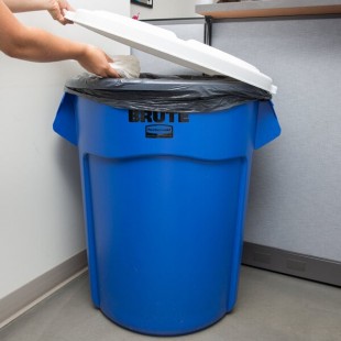 Rubbermaid® BRUTE 55 Gallon Blue Round Recycle / Trash Can and White Lid Rubbermaid® BRUTE 55 Gallon Blue Round Recycle / Trash Can and White Lid