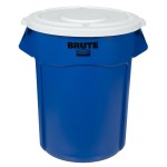 Rubbermaid® BRUTE 55 Gallon Blue Round Recycle / Trash Can and White Lid Rubbermaid® BRUTE 55 Gallon Blue Round Recycle / Trash Can and White Lid