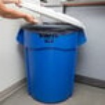 Rubbermaid® BRUTE 55 Gallon Blue Round Recycle / Trash Can and White Lid Rubbermaid® BRUTE 55 Gallon Blue Round Recycle / Trash Can and White Lid