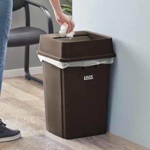 Lavex 19 Gallon Brown Square Trash Can with Drop Shot Lid