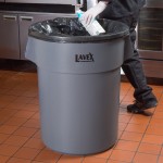 Lavex 55 Gallon Gray Round Commercial Trash Can