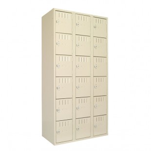 Tennsco BS6121812CSD Triple Stack Eighteen Door Sand Steel Locker - 36 Tennsco BS6121812CSD Triple Stack Eighteen Door Sand Steel Locker - 36