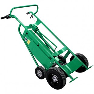 Valley Craft 800 lb. 4-Wheel Battery-Powered Steel Drum Truck with Security Cable Chime Hook and Pneumatic / Rubber Wheels F89484C