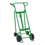 Valley Craft 800 lb. 4-Wheel Battery-Powered Steel Drum Truck with Security Cable Chime Hook and Pneumatic / Rubber Wheels F89484C
