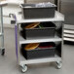 Lakeside 822P Heavy-Duty Stainless Steel Three Shelf Utility Cart With Enclosed Base and Purple Finish - 19 1/2 Lakeside 822P Heavy-Duty Stainless Steel Three Shelf Utility Cart With Enclosed Base and Purple Finish - 19 1/2