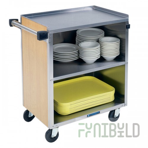 Lakeside 622LM 3 Shelf Medium Duty Stainless Steel Utility Cart with Enclosed Base and Light Maple Finish - 19