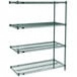 Metro AN436K3 Super Erecta Metroseal Green Adjustable Wire Stationary Add-On Shelving Unit - 21
