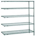 Metro AN436K3 Super Erecta Metroseal Green Adjustable Wire Stationary Add-On Shelving Unit - 21