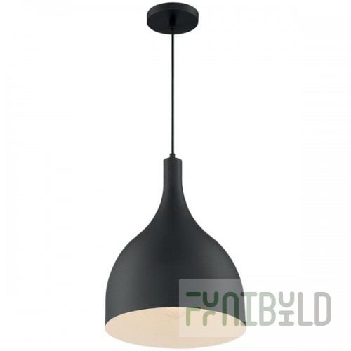 SATCO/NUVO Bellcap 1-Light Pendant Light with Matte Black Finish - 120V, 100W