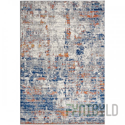 Abani Casa Collection 4' x 6' Gray / Blue Contemporary Abstract Distressed Area Rug