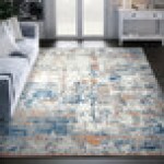 Abani Casa Collection 4' x 6' Gray / Blue Contemporary Abstract Distressed Area Rug Abani Casa Collection 4' x 6' Gray / Blue Contemporary Abstract Distressed Area Rug