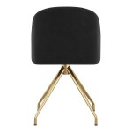 Martha Stewart Sora Black Velvet Swivel Stationary Office Chair with Polished Brass Finish