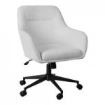 Martha Stewart Sora Black Velvet Swivel Stationary Office Chair with Polished Brass Finish