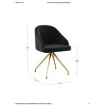 Martha Stewart Sora Black Velvet Swivel Stationary Office Chair with Polished Brass Finish
