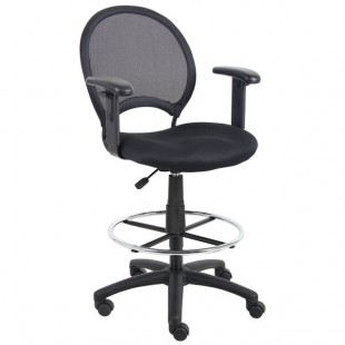 Boss B16216 Black Mesh Drafting Stool with Adjustable Arms Boss B16216 Black Mesh Drafting Stool with Adjustable Arms
