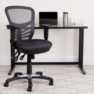 Flash Furniture HL-0001-DK-GY-GG Mid-Back Dark Gray Mesh Office Chair with Triple Paddle Control and Infinite-Locking Back Angle Flash Furniture HL-0001-DK-GY-GG Mid-Back Dark Gray Mesh Office Chair with Triple Paddle Control and Infinite-Locking Back Angle